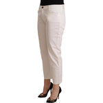 L'Autre Chose White Cotton Mid Waist Cropped Denim Jeans PAN72425 - 44