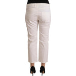 L'Autre Chose White Cotton Mid Waist Cropped Denim Jeans PAN72425 - 44