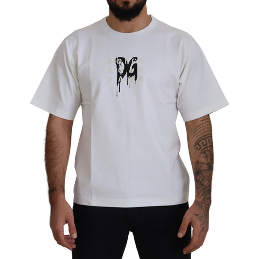 Dolce & Gabbana Timeless White Logo Crewneck Tee Dolce & Gabbana Gray