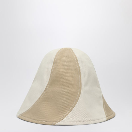 JACQUEMUS Beige and white canvas bob hat