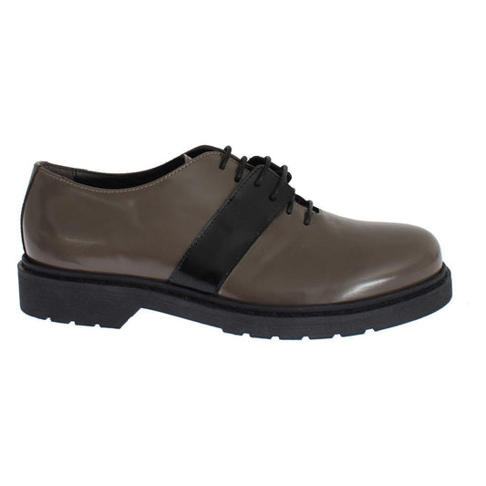 AI_ Gray Brown Leather Laceups Shoes