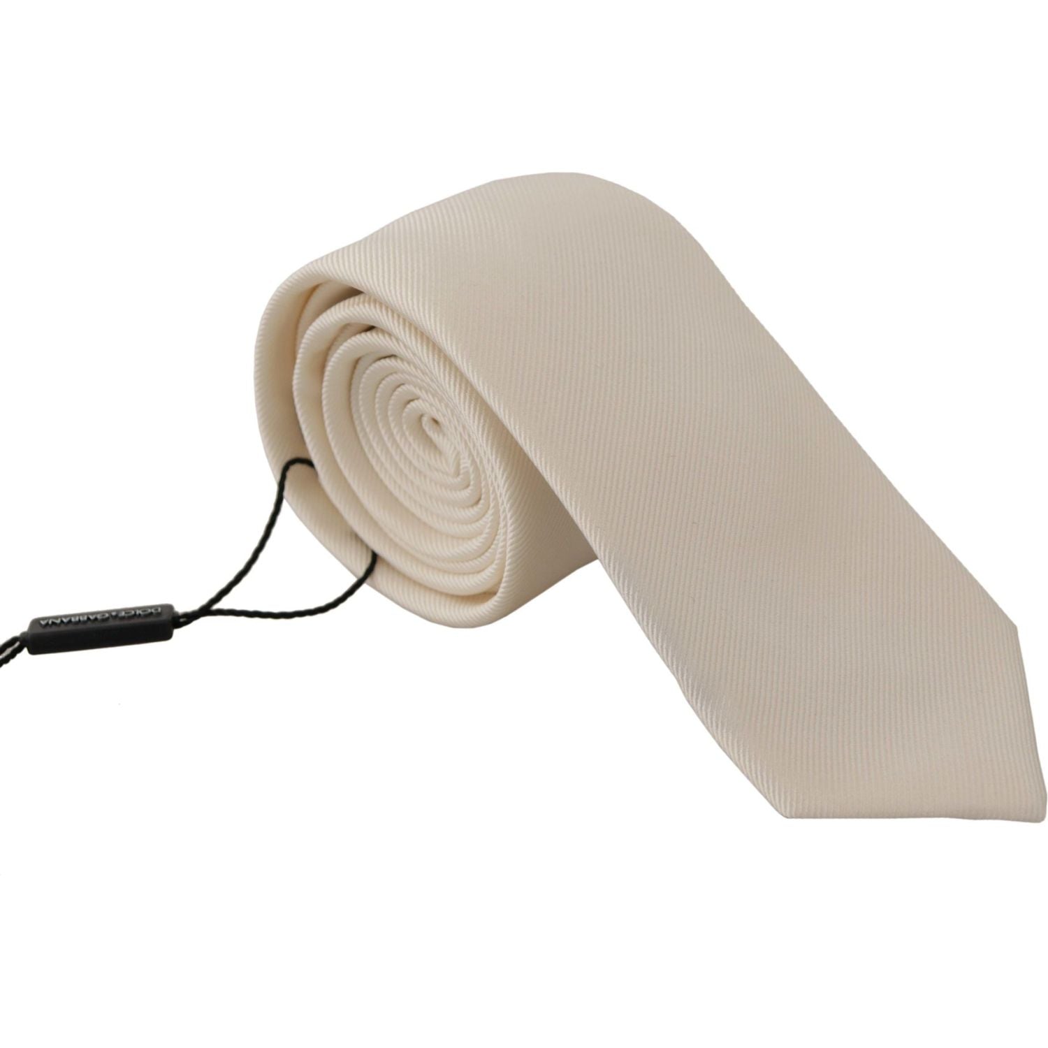 Dolce & Gabbana Off-White 100% Silk Slim Adjustable  Accessory Necktie