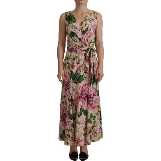 Dolce & Gabbana Elegant Floral Silk Wrap Dress Dolce & Gabbana Dim Gray