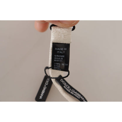 Dolce & Gabbana White 100% Silk Slim Adjustable Neck Papillon Tie