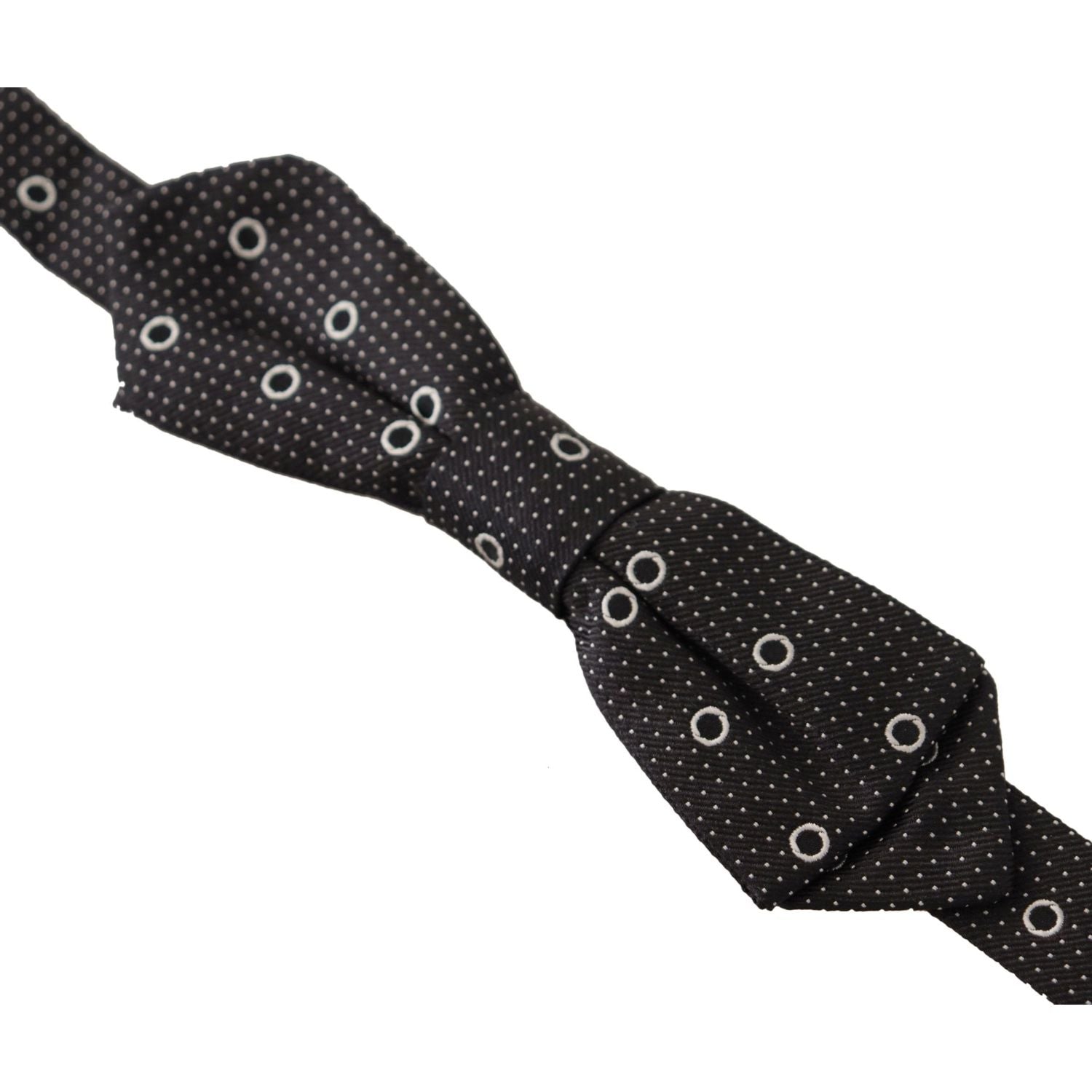 Dolce & Gabbana Black White Polka Dot 100% Silk Neck Papillon Tie