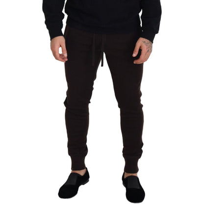Dolce & Gabbana Brown Cashmere Trousers Bottoms Drawstring Pants