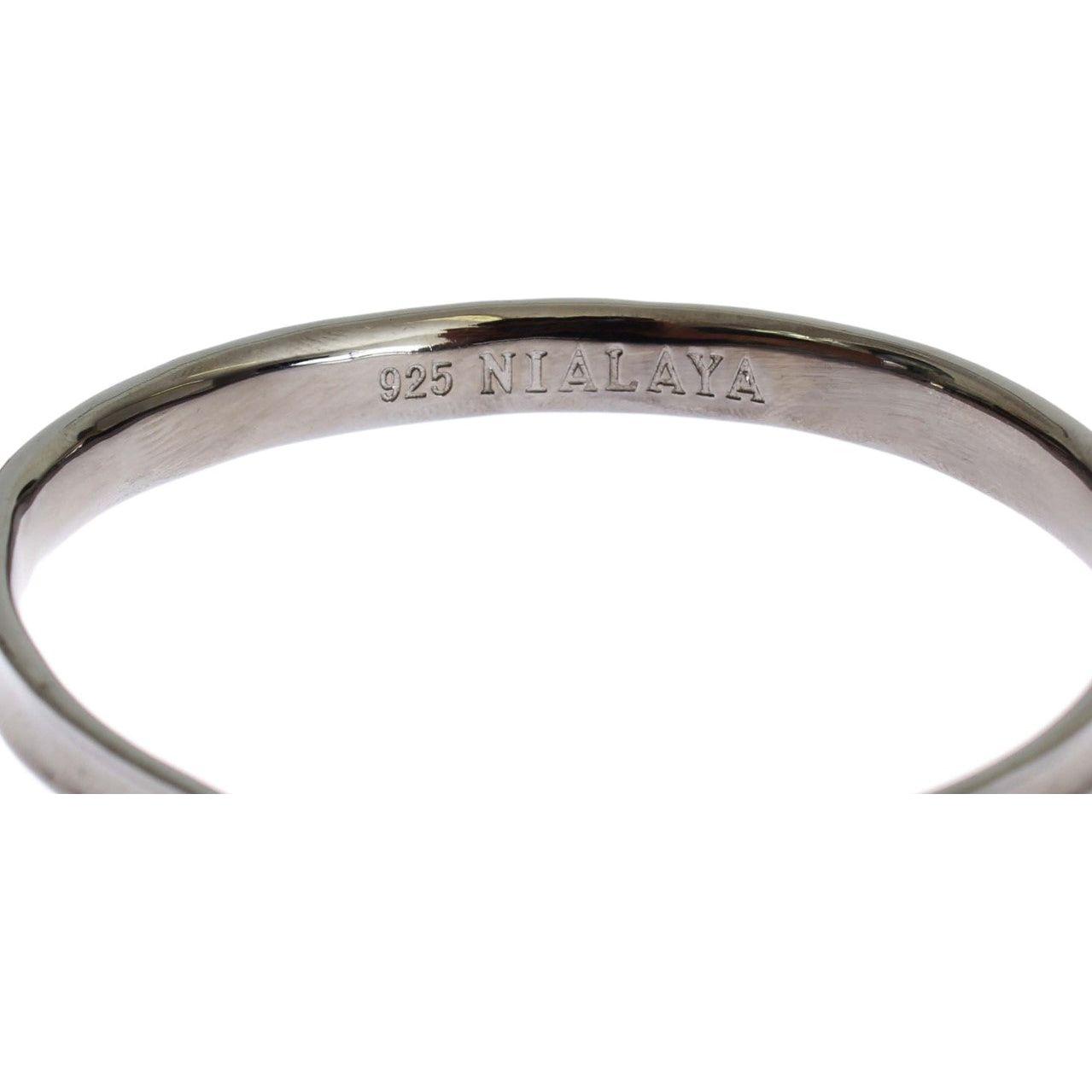 Nialaya Gray Rhodium 925 Silver Bangle Bracelet