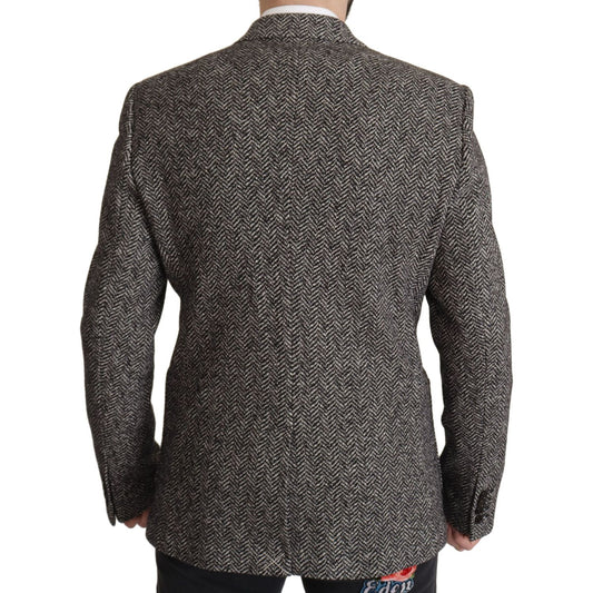 Dolce & Gabbana Exquisite Gray Herringbone Blazer Jacket Dolce & Gabbana Dark Slate Gray