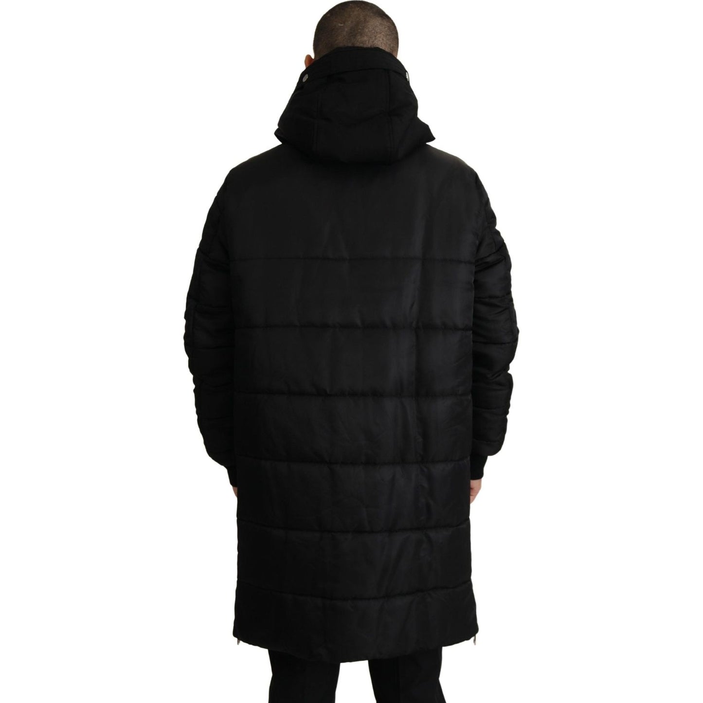 Dolce & Gabbana Black Nylon Hooded Parka Coat Winter Jacket