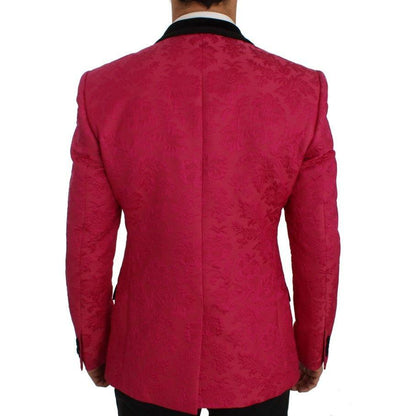 Dolce & Gabbana Pink Floral Brocade Slim Blazer Jacket