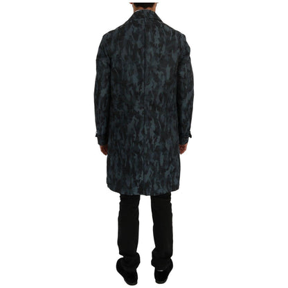 Dolce & Gabbana Blue Camouflage Trench Trench