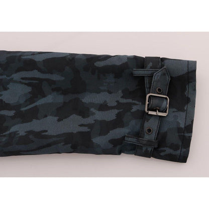 Dolce & Gabbana Blue Camouflage Trench Trench