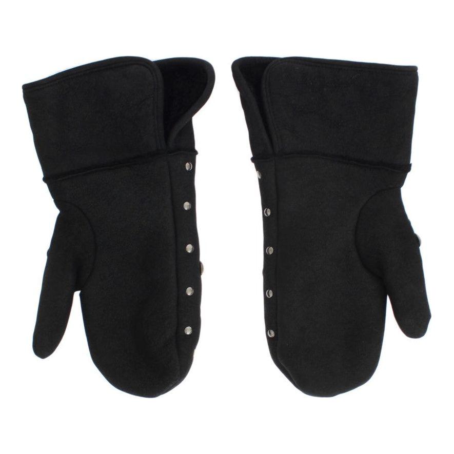 Dolce & Gabbana Gray Wool Shearling Studded Gloves