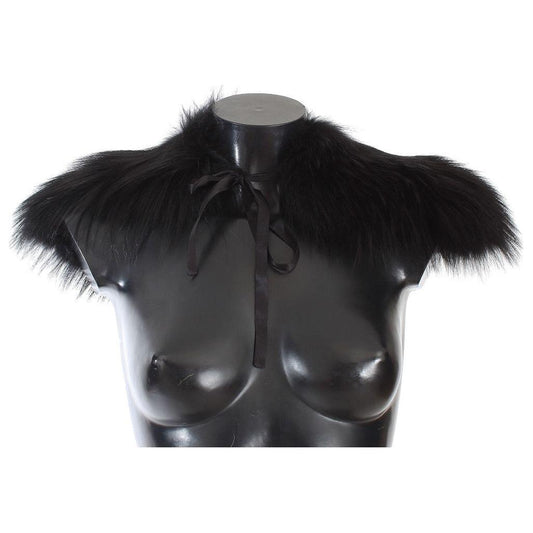 Dolce & Gabbana Black Fox Fur Collar Scarf