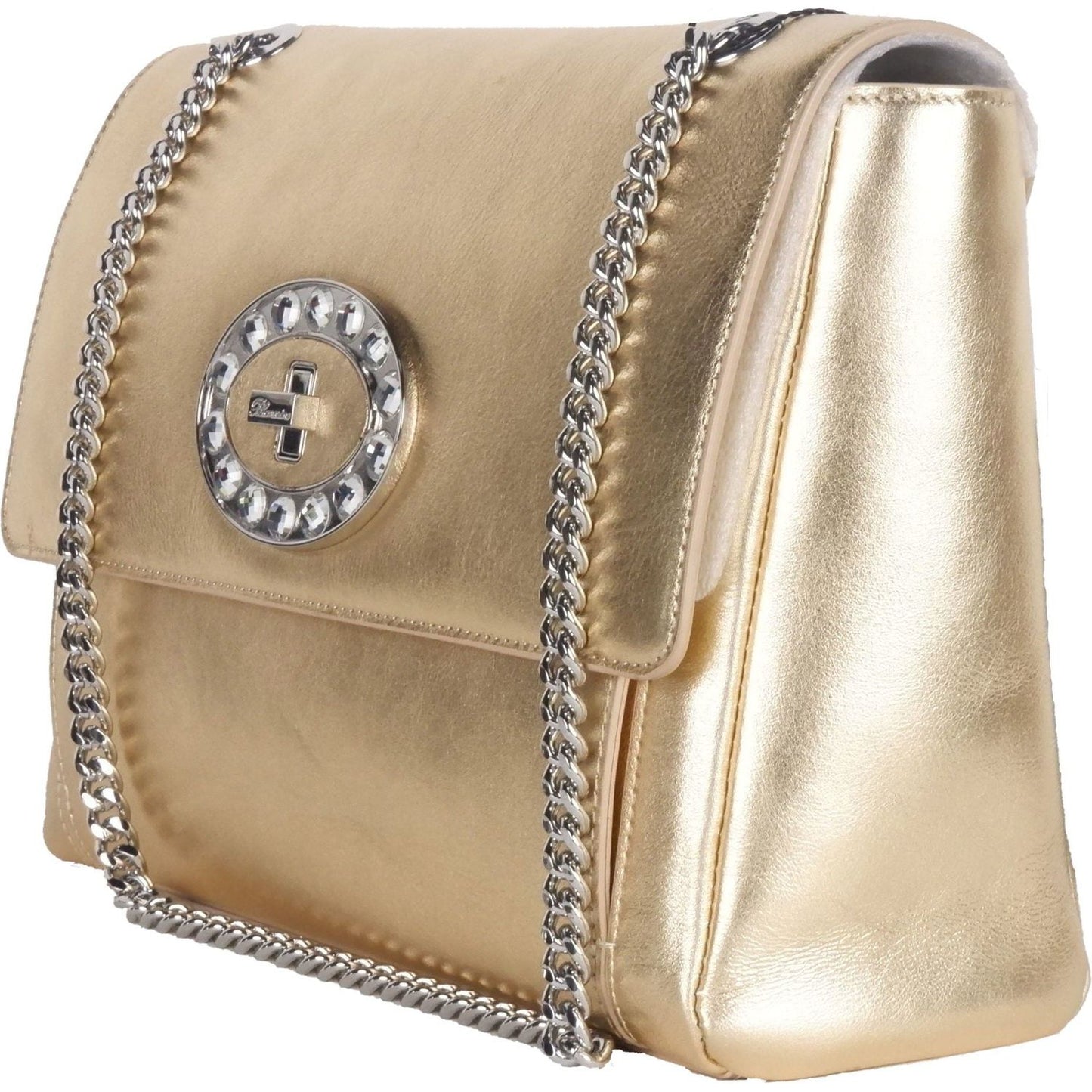 Blumarine Gold Leather Shoulder Women Bag