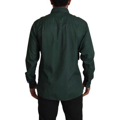 Dolce & Gabbana Dark Green Button Down Long Sleeves Shirt