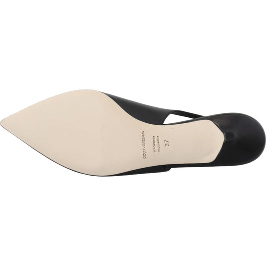 Dolce & Gabbana Elegant Black Leather Slingback Pumps Dolce & Gabbana Light Gray