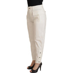 Dolce & Gabbana White High Waist Tapered Women Cotton Pants PAN73104- 38
