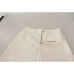 Dolce & Gabbana White High Waist Tapered Women Cotton Pants PAN73104- 38