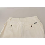 Dolce & Gabbana White High Waist Tapered Women Cotton Pants PAN73104- 38