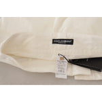 Dolce & Gabbana White High Waist Tapered Women Cotton Pants PAN73104- 38