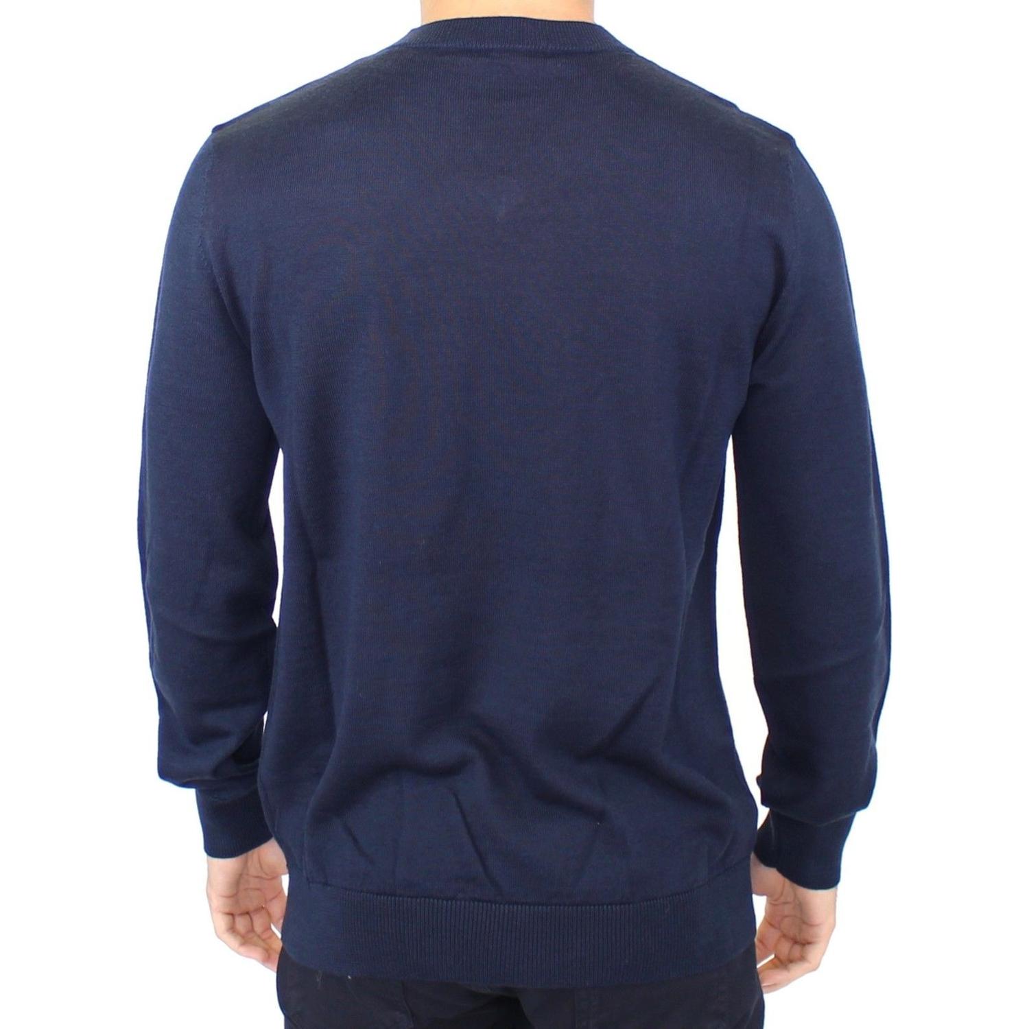 Ermanno Scervino Blue Wool Blend V-neck Pullover Sweater
