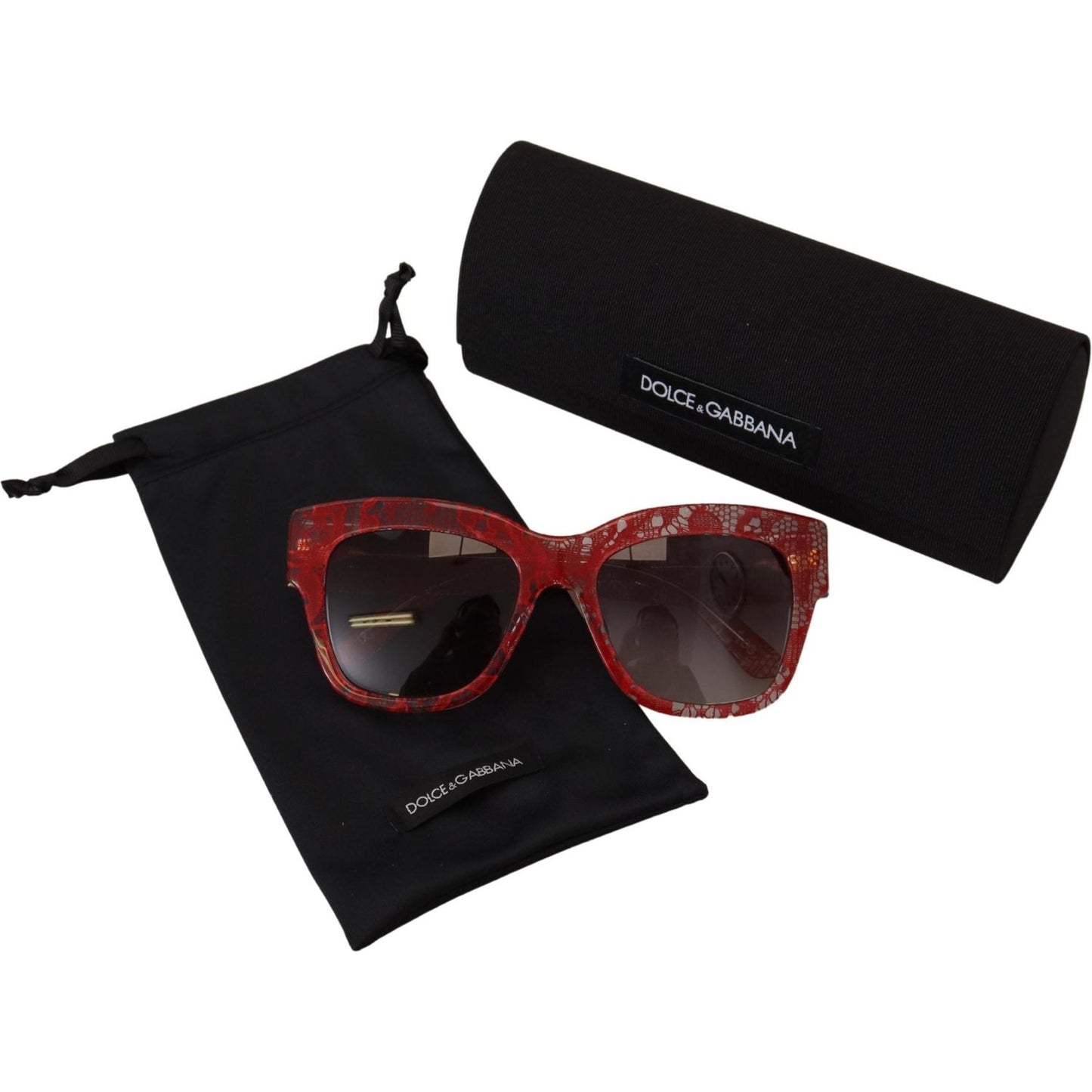 Dolce & Gabbana Red Lace Acetate Rectangle Shades DG4231F Sunglasses