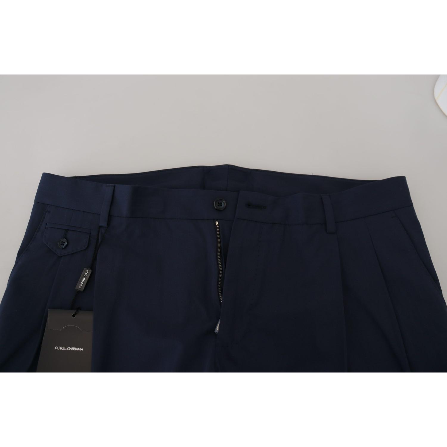 Dolce & Gabbana Blue Cotton Slim Trousers Chinos Pants