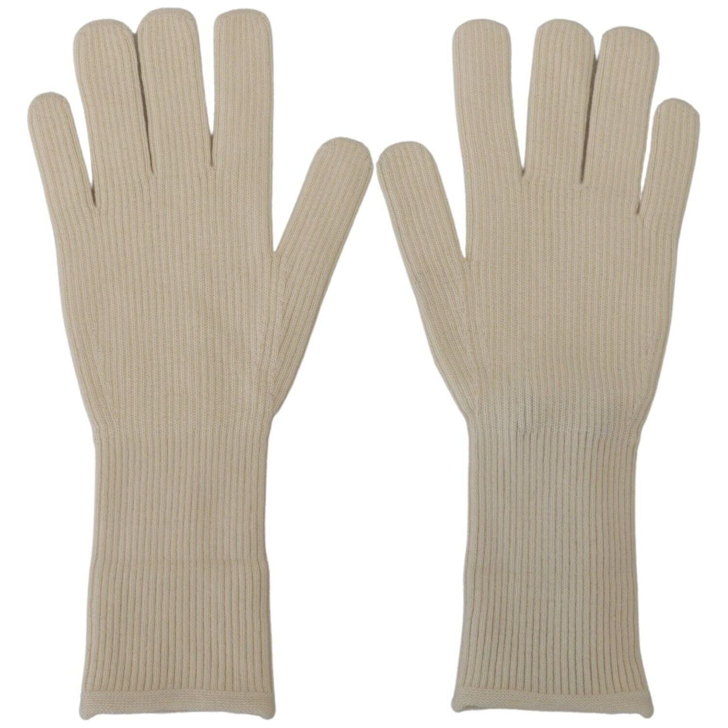 Dolce & Gabbana White Cashmere Knitted Hands Mitten Mens Gloves