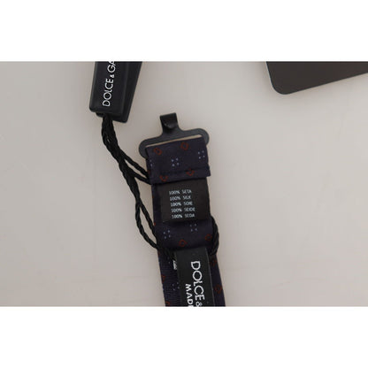 Dolce & Gabbana Blue Pattern Silk Adjustable Neck Papillon Bow Tie