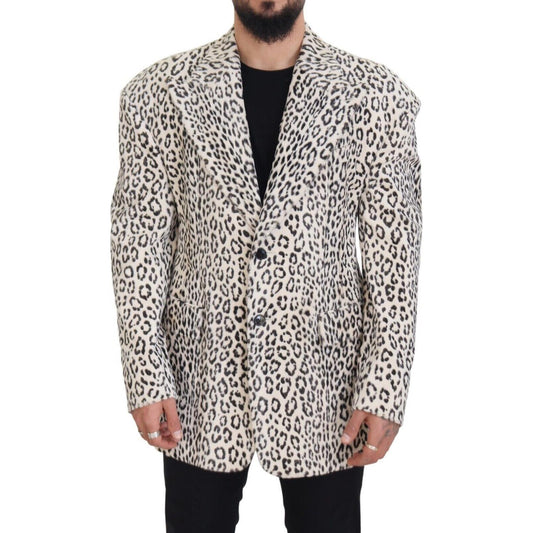 Dolce & Gabbana Elegant White Slim-Fit Blazer Dolce & Gabbana Gray