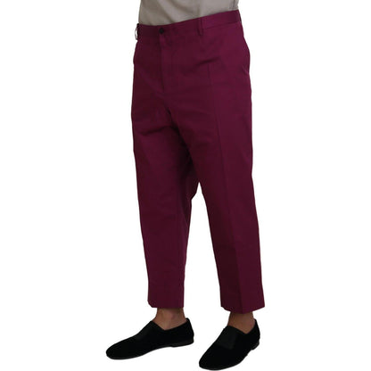 Dolce & Gabbana Magenta Cotton DG Logo Pocket Trouser Pants