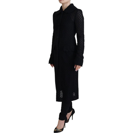Dolce & Gabbana Classic Button Down Knitted Long Jacket Dolce & Gabbana Black