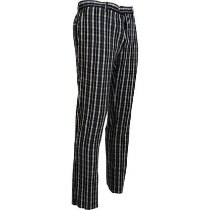 BENCIVENGA Black Checkered Cotton Casual Pants