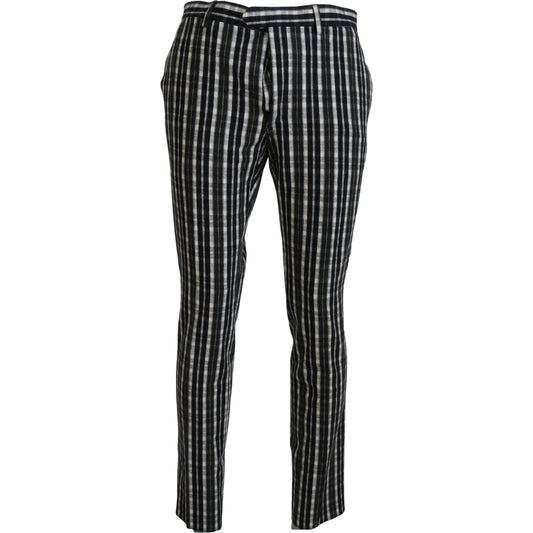 BENCIVENGA Black Checkered Cotton Casual Pants