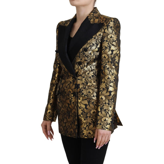 Dolce & Gabbana Elegant Black and Gold Floral Jacket Dolce & Gabbana Black