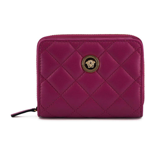 Versace Elegant Purple Quilted Leather Wallet WOMAN WALLETS Versace Brown
