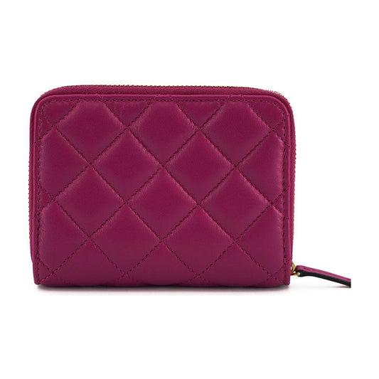 Versace Elegant Purple Quilted Leather Wallet WOMAN WALLETS Versace Brown
