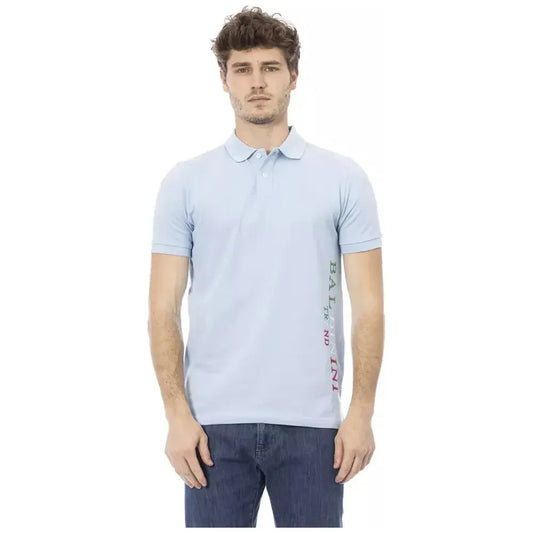 Baldinini Trend Light Blue Cotton Men Polo Baldinini Trend Light Gray