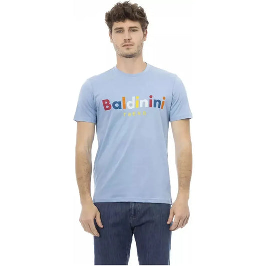 Baldinini Trend Light Blue Cotton Men T-Shirt Baldinini Trend Gray