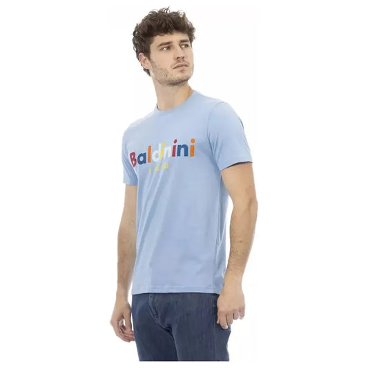 Baldinini Trend Light Blue Cotton Men T-Shirt Baldinini Trend Gray
