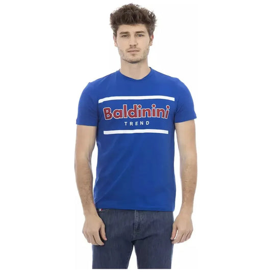 Baldinini Trend Blue Cotton Men T-Shirt Baldinini Trend Dark Slate Blue