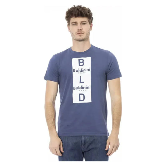 Baldinini Trend Blue Cotton Men T-Shirt Baldinini Trend Dim Gray