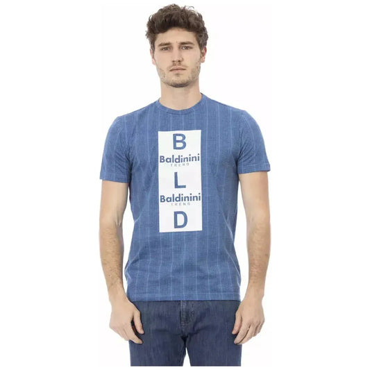 Baldinini Trend Light Blue Cotton Men T-Shirt Baldinini Trend Slate Gray