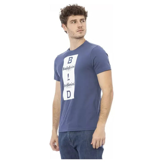 Baldinini Trend Blue Cotton Men T-Shirt Baldinini Trend Dim Gray