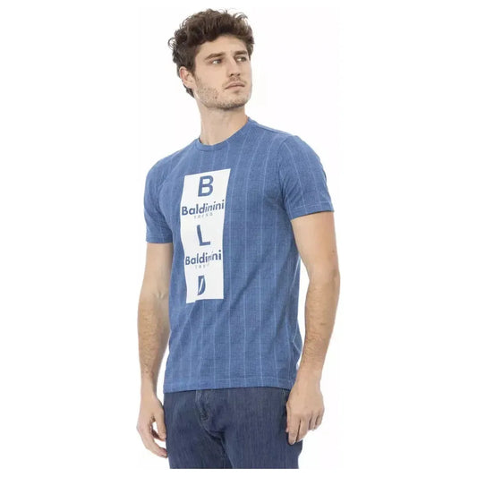 Baldinini Trend Light Blue Cotton Men T-Shirt Baldinini Trend Slate Gray