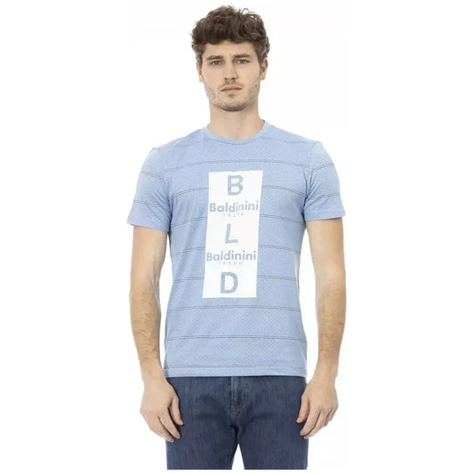 Baldinini Trend Light Blue Cotton Men T-Shirt Baldinini Trend Gray