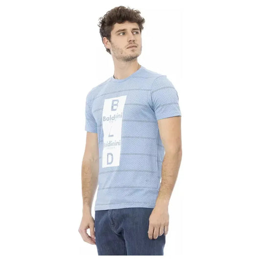 Baldinini Trend Light Blue Cotton Men T-Shirt Baldinini Trend Gray