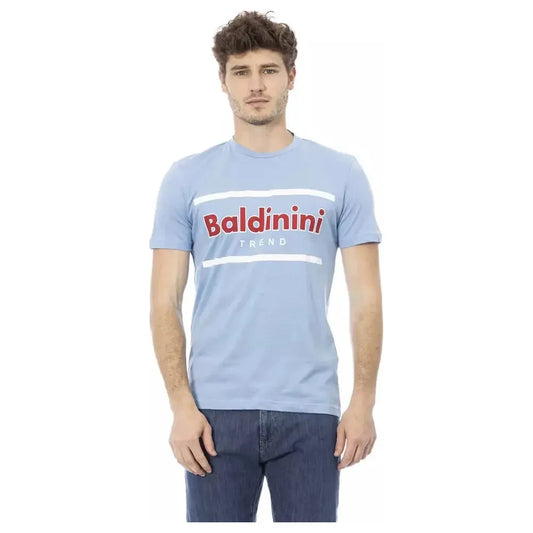 Baldinini Trend Light Blue Cotton Men T-Shirt Baldinini Trend Gray