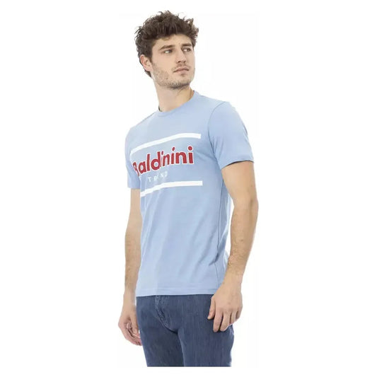Baldinini Trend Light Blue Cotton Men T-Shirt Baldinini Trend Gray
